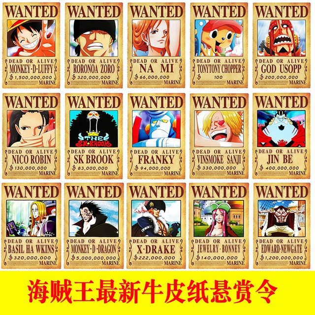 66Pcs/set Anime One Piece Vintage Posters Cartoons Pirate Wanted Paintings - shopourstock