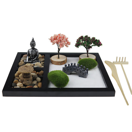 Tabletop Japanese Mini Zen Sand Garden Kit for Concentration, Relaxation, Meditation - shopourstock